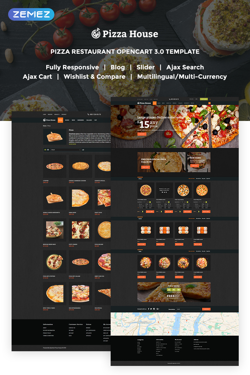 Pizza House - Pizza Restaurant With Online Ordering System OpenCart Template