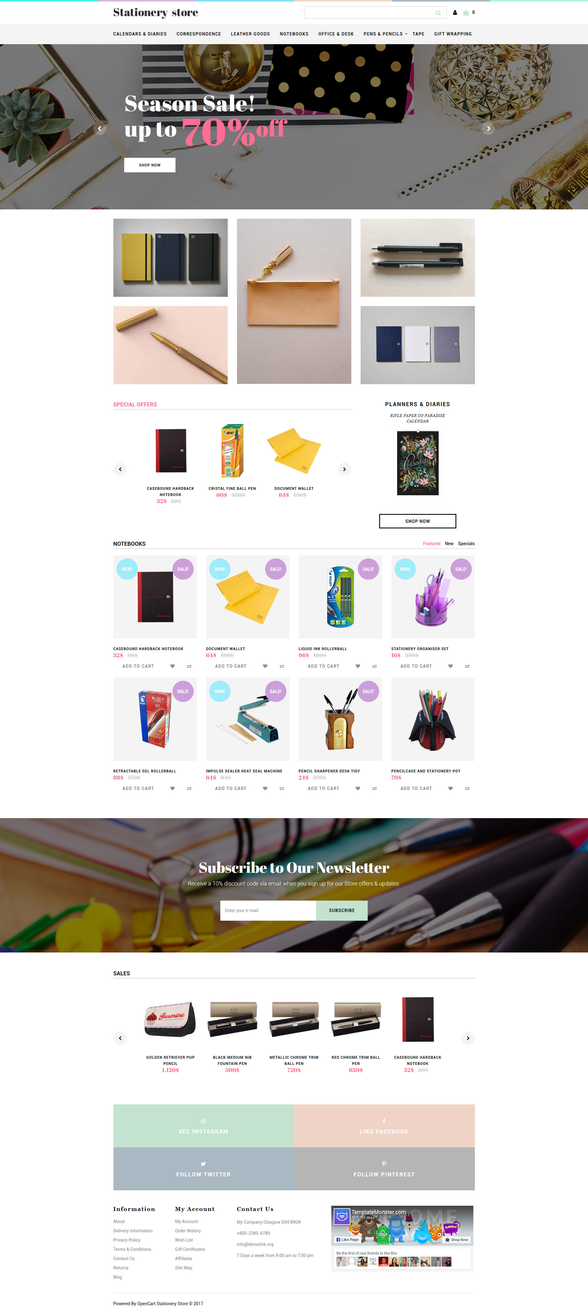 Stationery Store - Stationery Responsive OpenCart Template