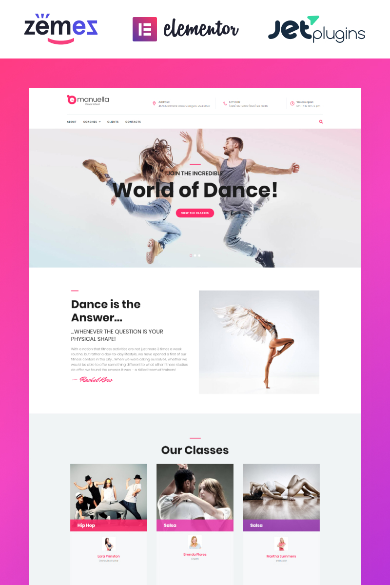 Emanuella - Dance School Responsive WordPress Theme
