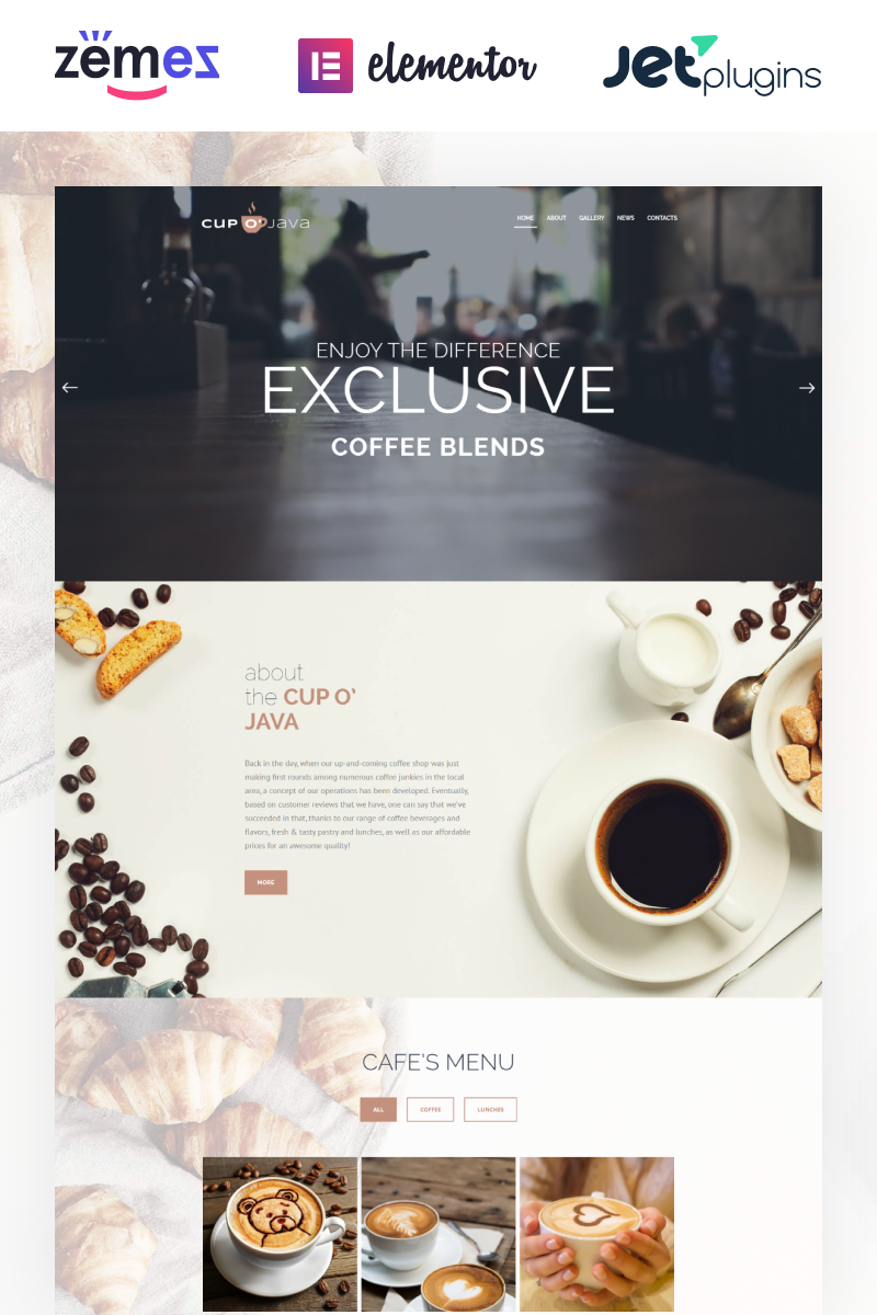 Cup o' Java - Coffee Shop Responsive WordPress Theme