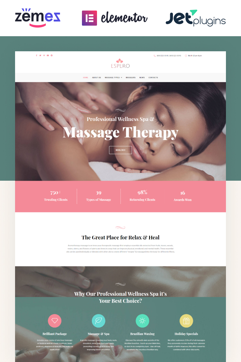 Espero - Massage Salon Responsive WordPress Theme