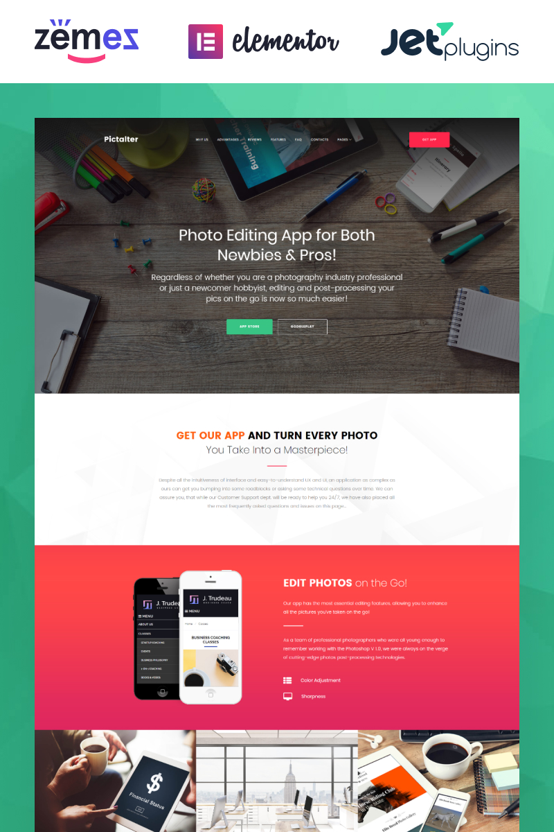 Pictalter - Photo Editing App Landing Page Template