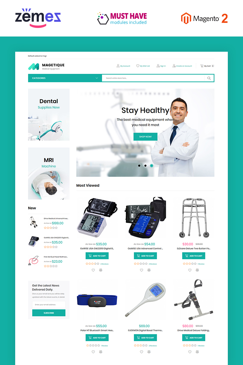 Magetique - Medical Equipment Magento Theme