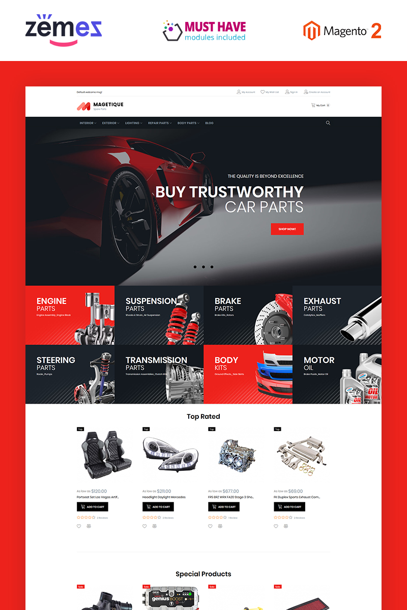 Magetique - Spare parts Magento Theme