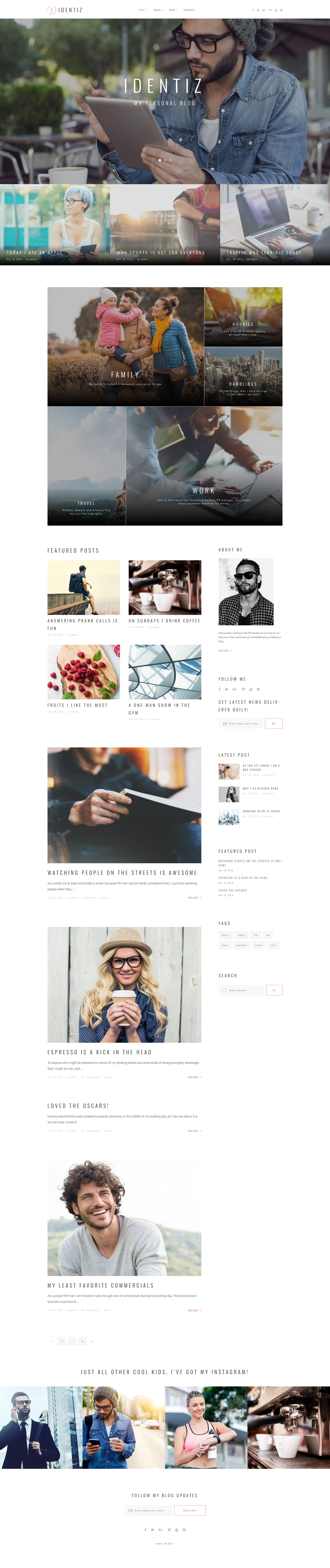 Identiz - Personal Blog WordPress Theme