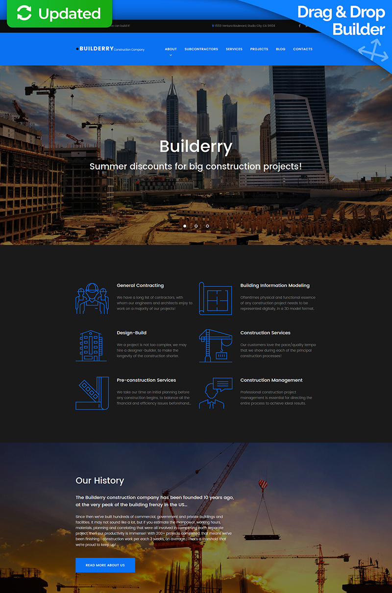 Builderry - Construction Company Moto CMS 3 Template