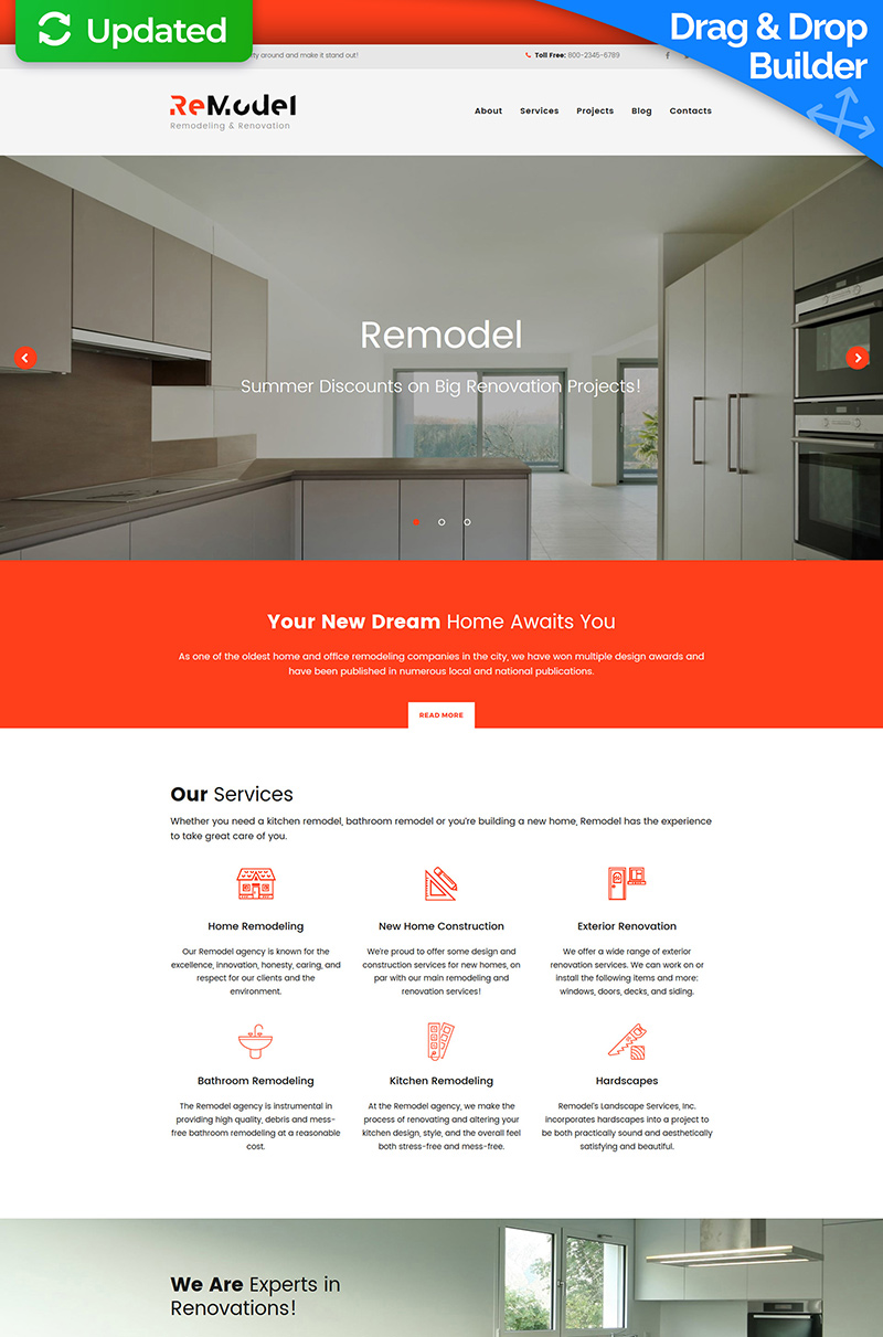 Remodel - Renovation and Interior Design Moto CMS 3 Template