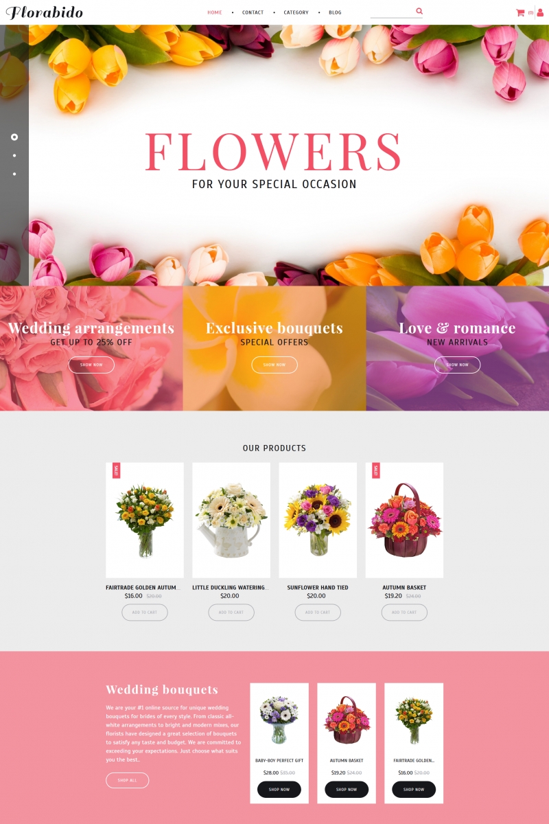 Bouquets & Floral Arrangement MotoCMS Ecommerce Template