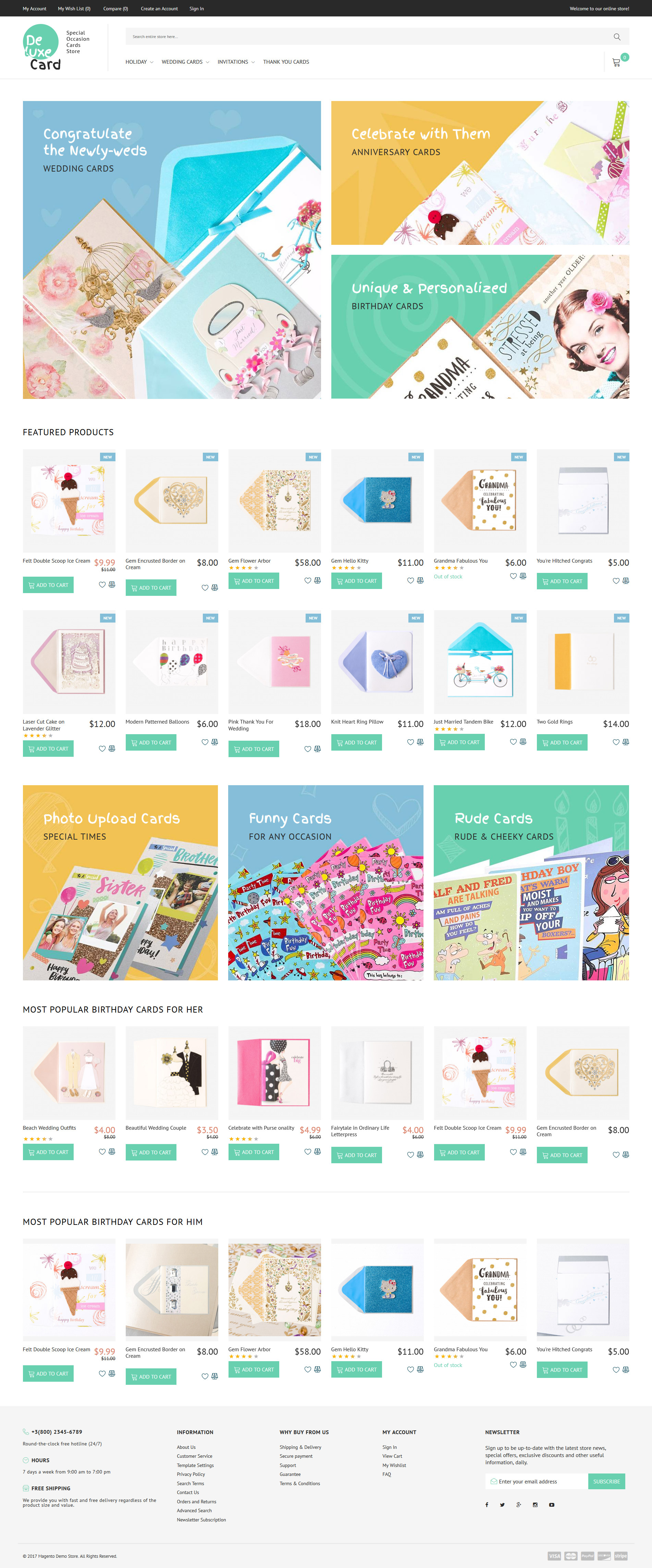 Deluxe Card - Special Occasion Cards Store Magento Theme