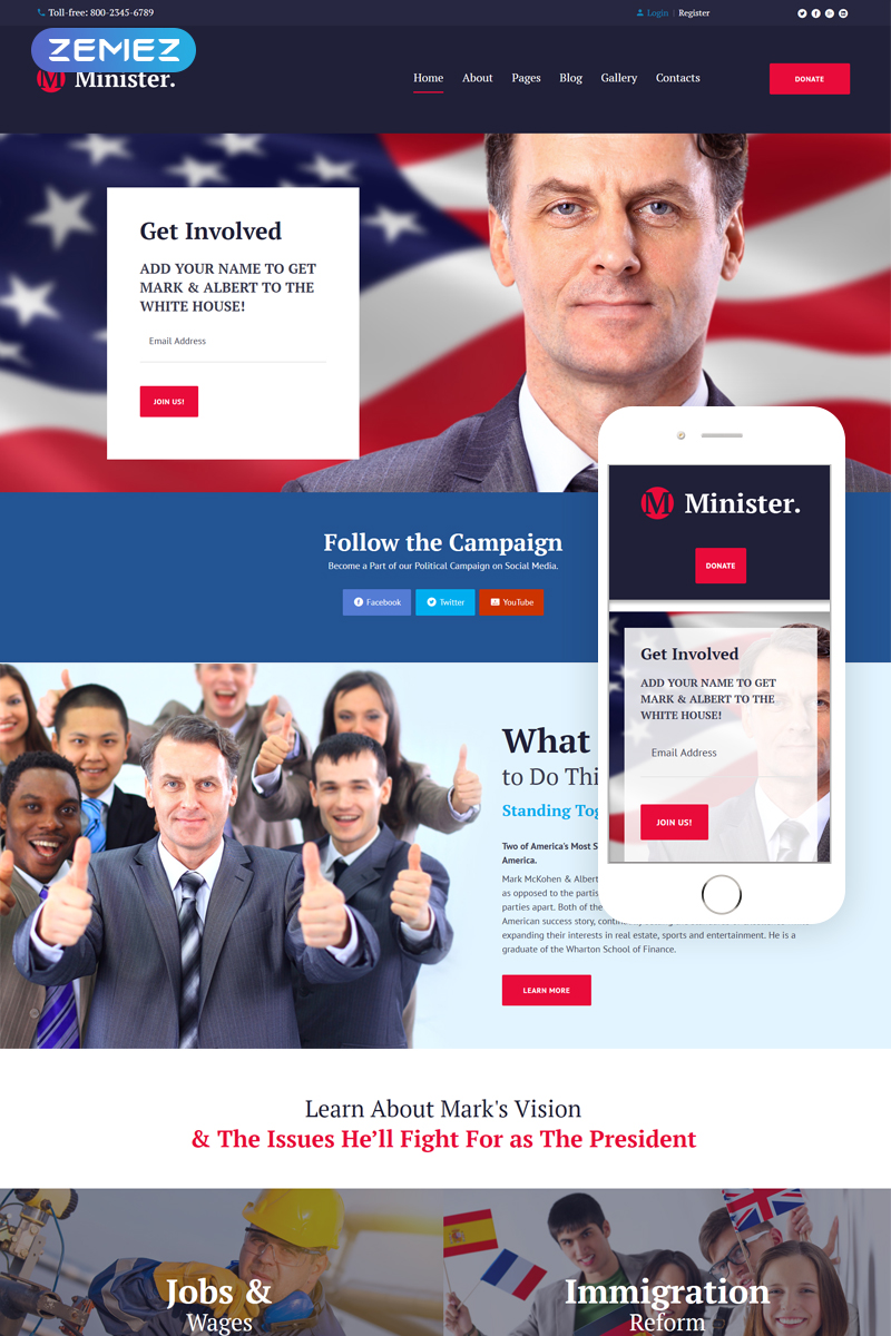 Political Candidate Responsive Joomla Template