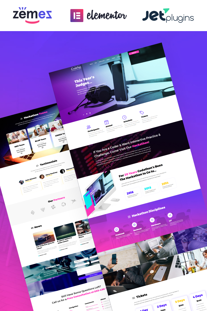 Codathon - Hackathon for Coders Landing WordPress Theme