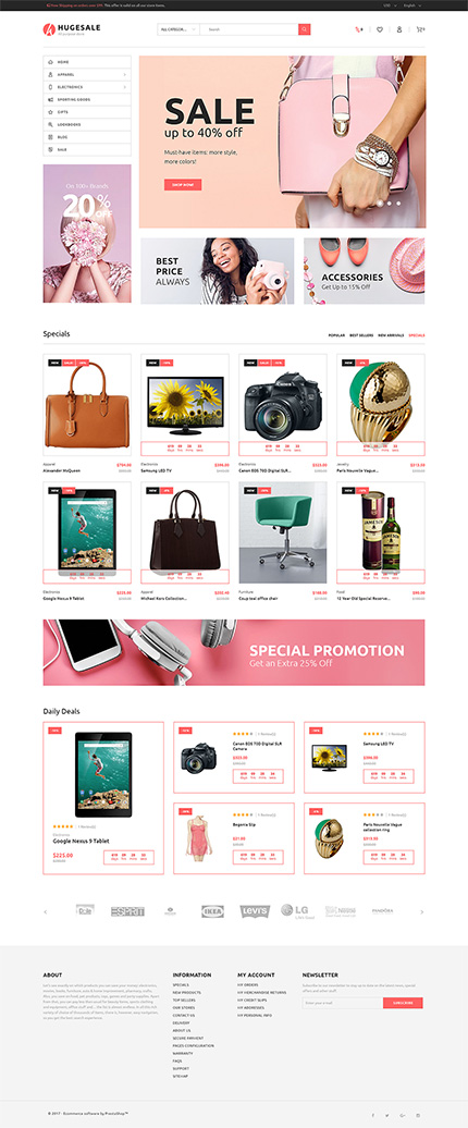 PrestaShop Main Page Screenshot