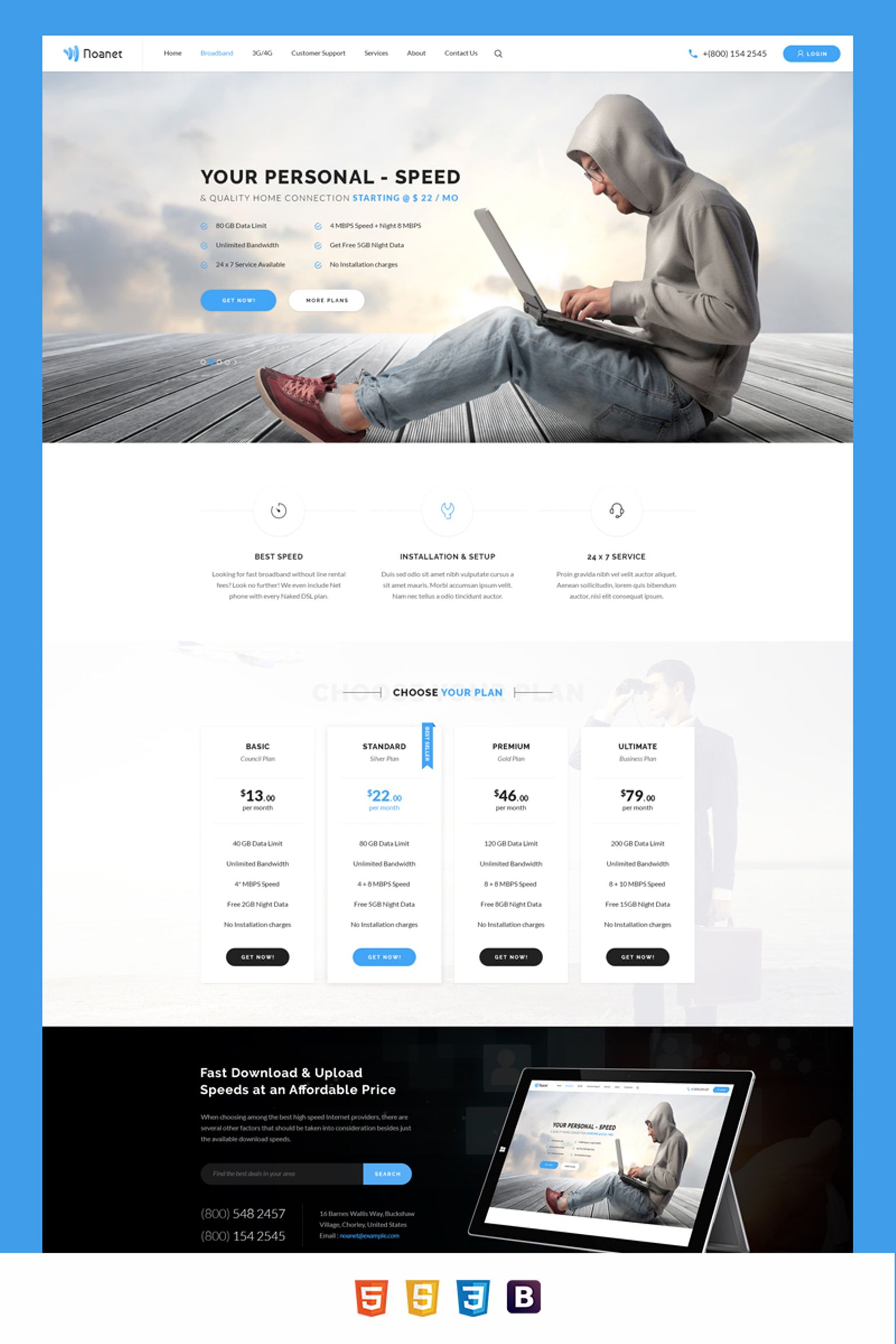 Noanet Internet Provider and Digital Network Website Template