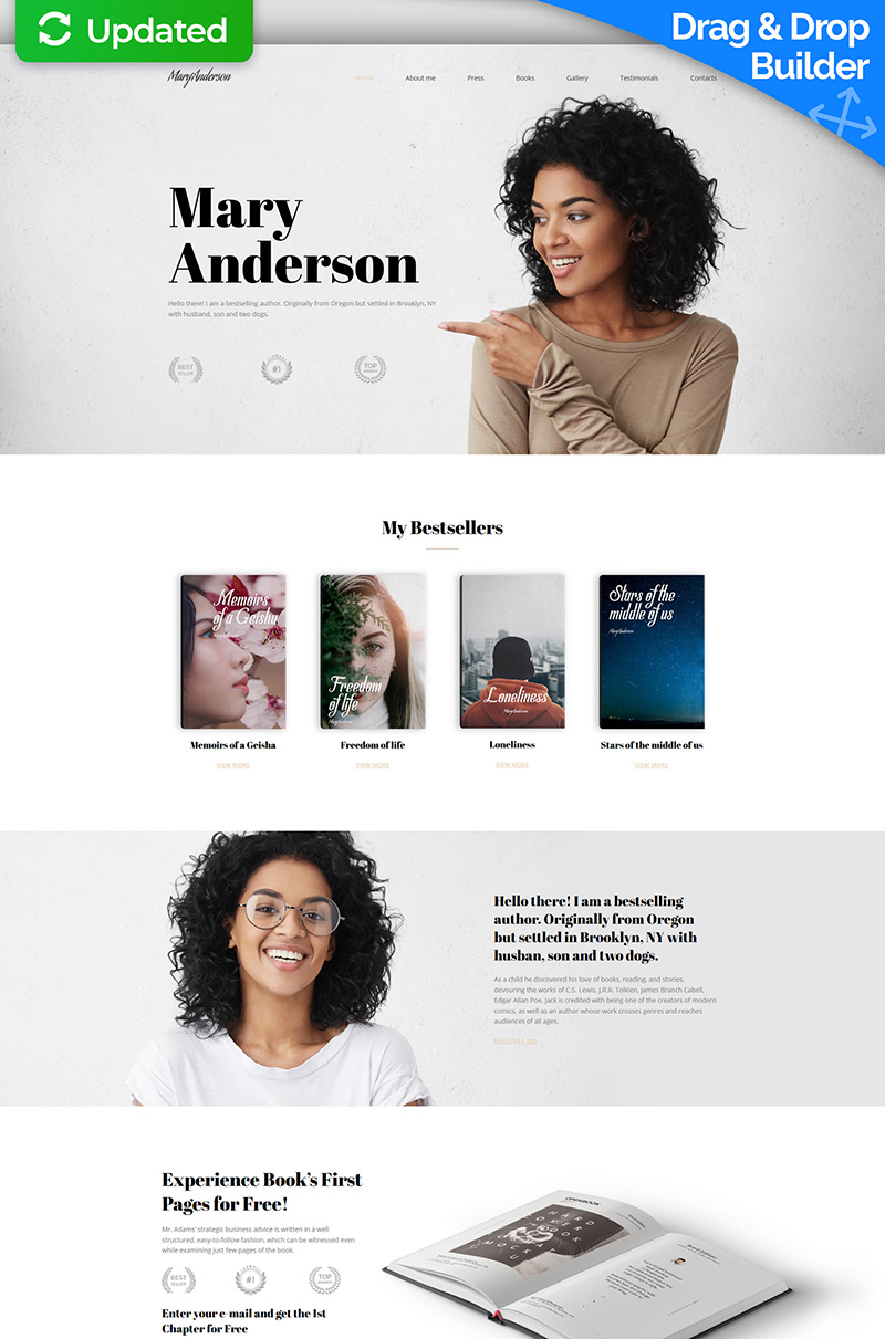 Mary Anderson - Book Writer Premium Moto CMS 3 Template