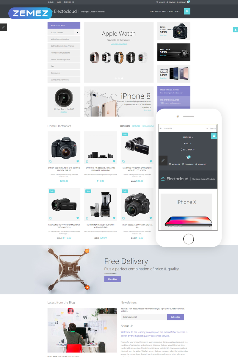 Electrocloud - Mobile Store Joomla Template