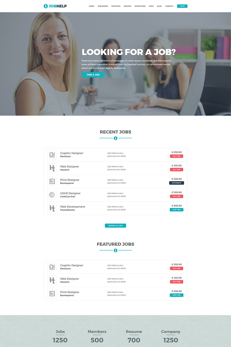 Job Help - Job Board Website Template