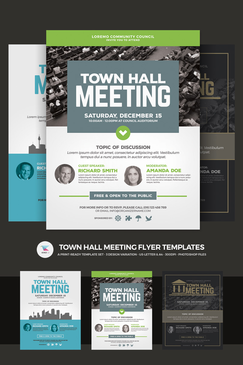 Town Hall Meeting Flyer PSD Template Throughout Meeting Flyer Template