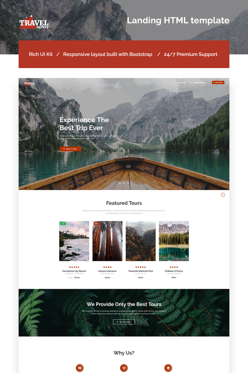 template 66123   travel agency responsive landing page template website
