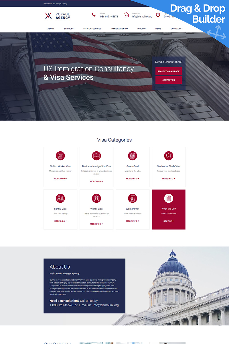 Voyage Agency - Immigration Consulting Moto CMS 3 Template