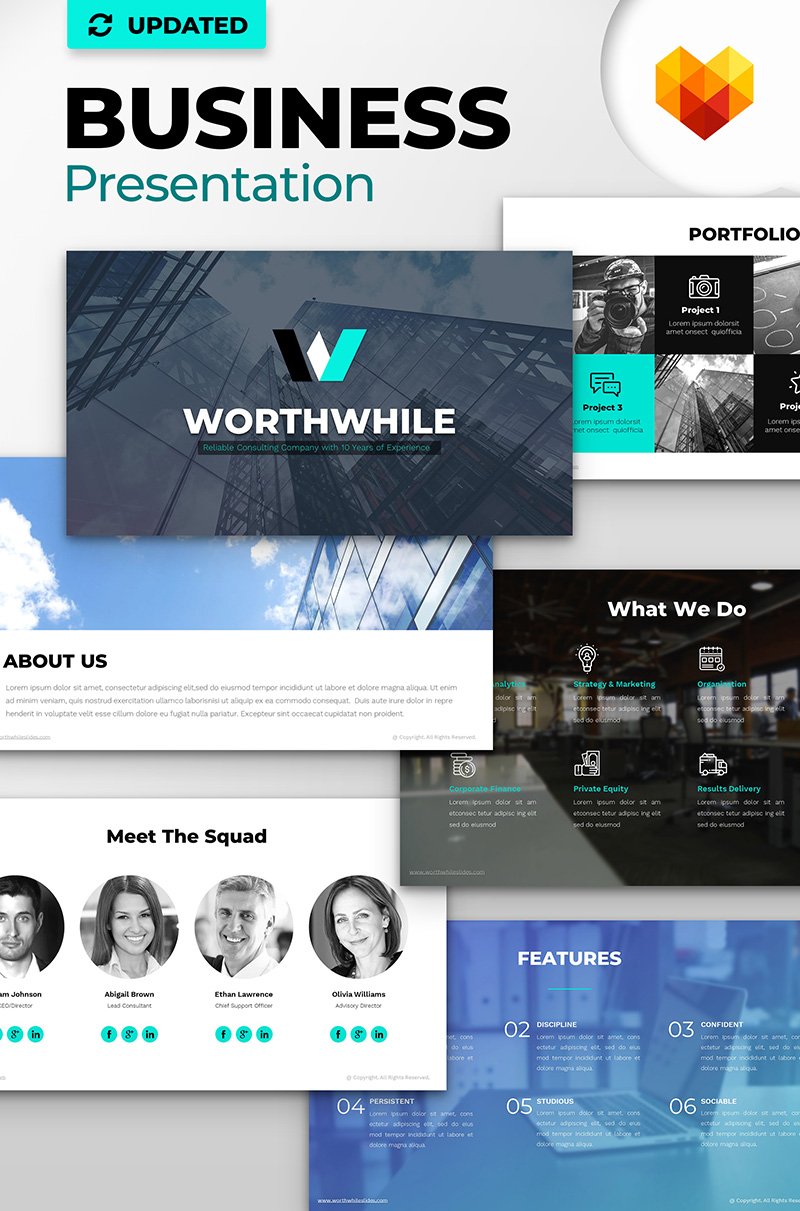 WorthWhile Consulting PPT Design PowerPoint template