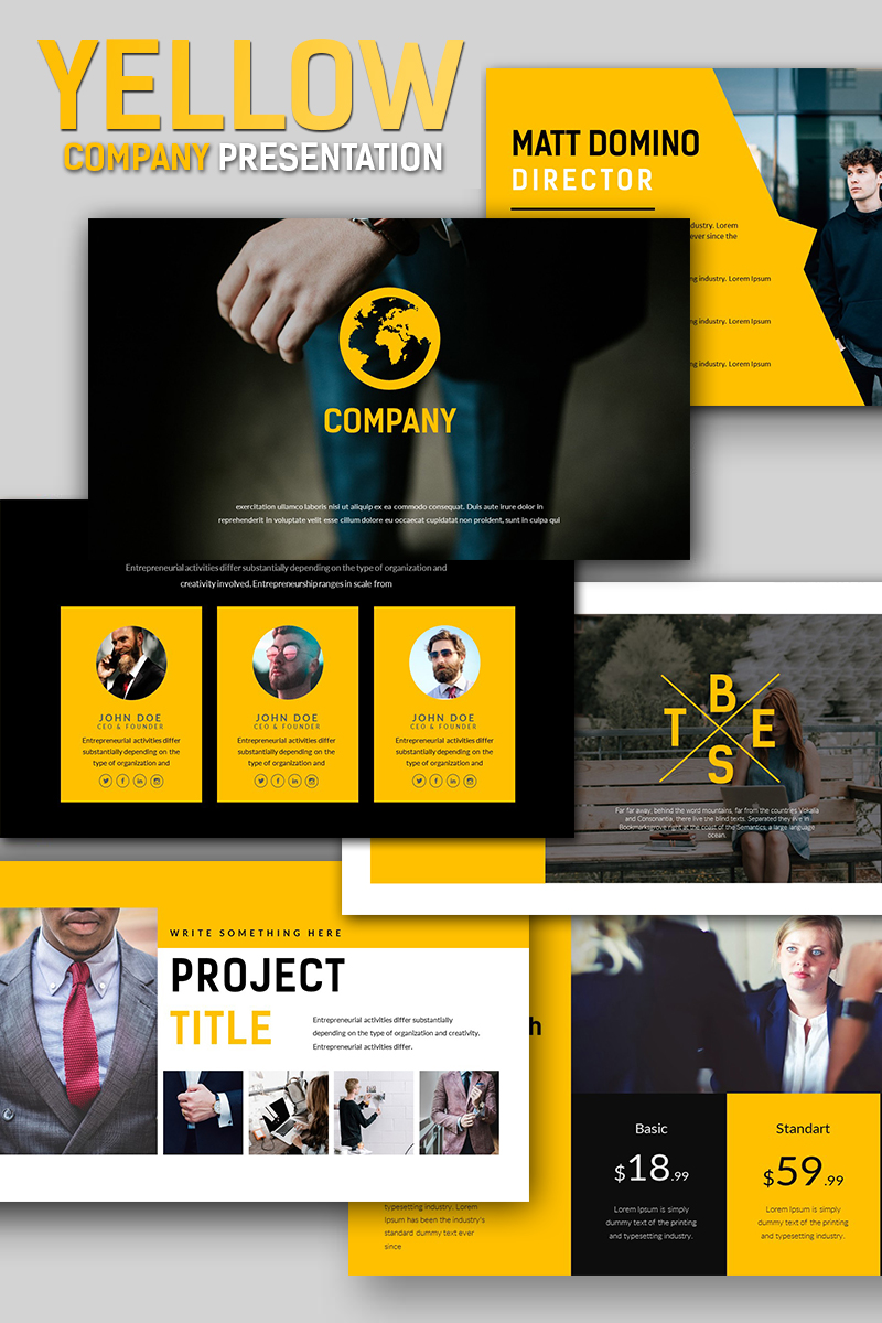 Yellow Company Business Presentation PowerPoint template