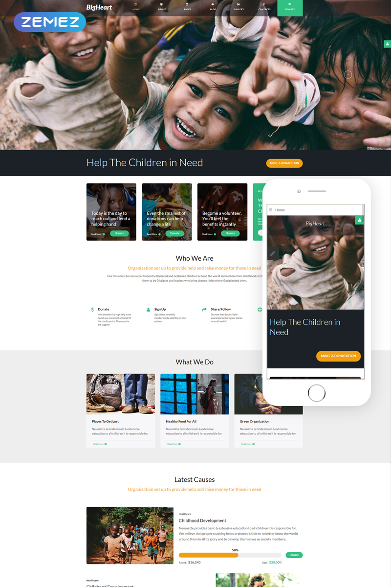 BigHeart - Charity Sticky Menu Light Joomla Template