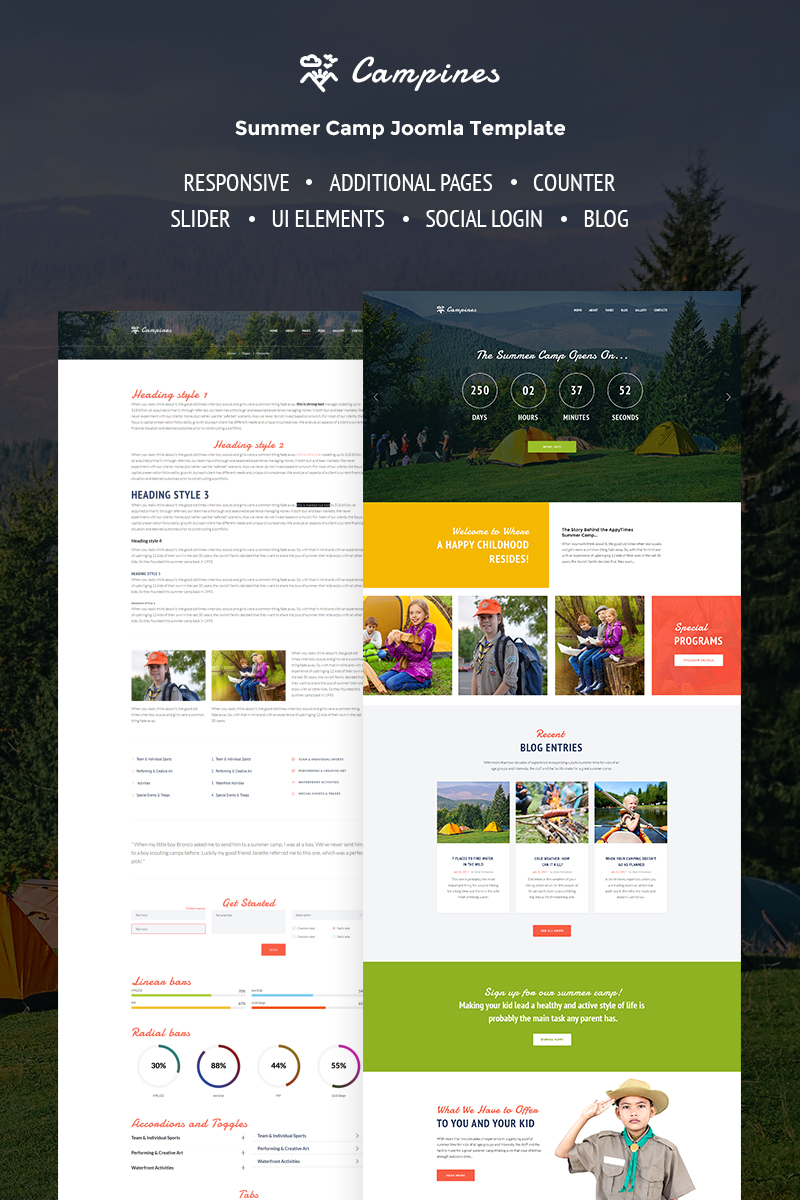 Campines - Kids & Teenagers Bright Summer Camp Joomla Template