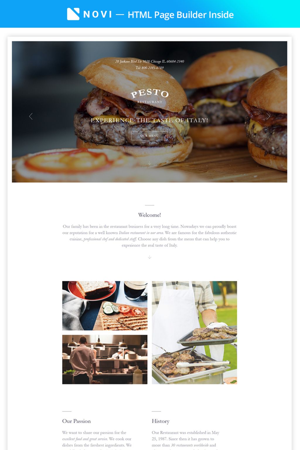 Pesto - Elegant Restaurant Template Compatible with Novi Builder Landing Page Template