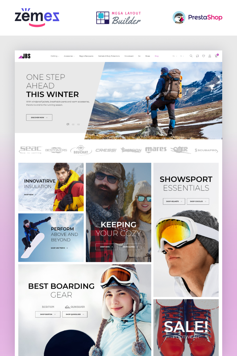 JBS - Winter Sports Equipment PrestaShop Theme