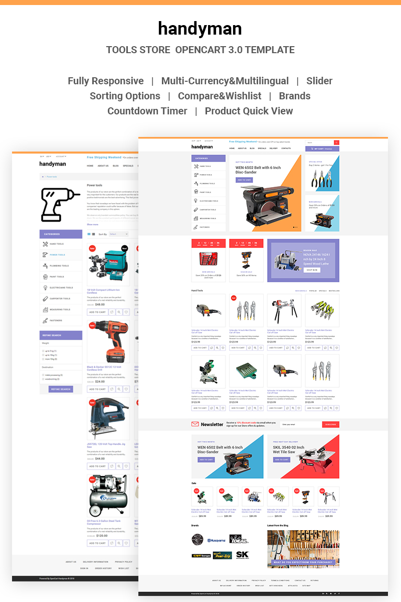 Handyman - Responsive Tools Store OpenCart Template