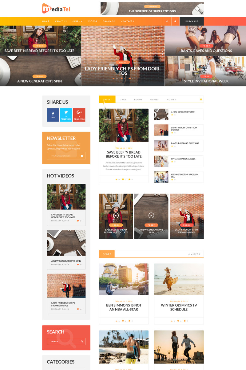 MediaTel - Youtube/Vimeo Video News Aggregator Magazine WordPress Theme