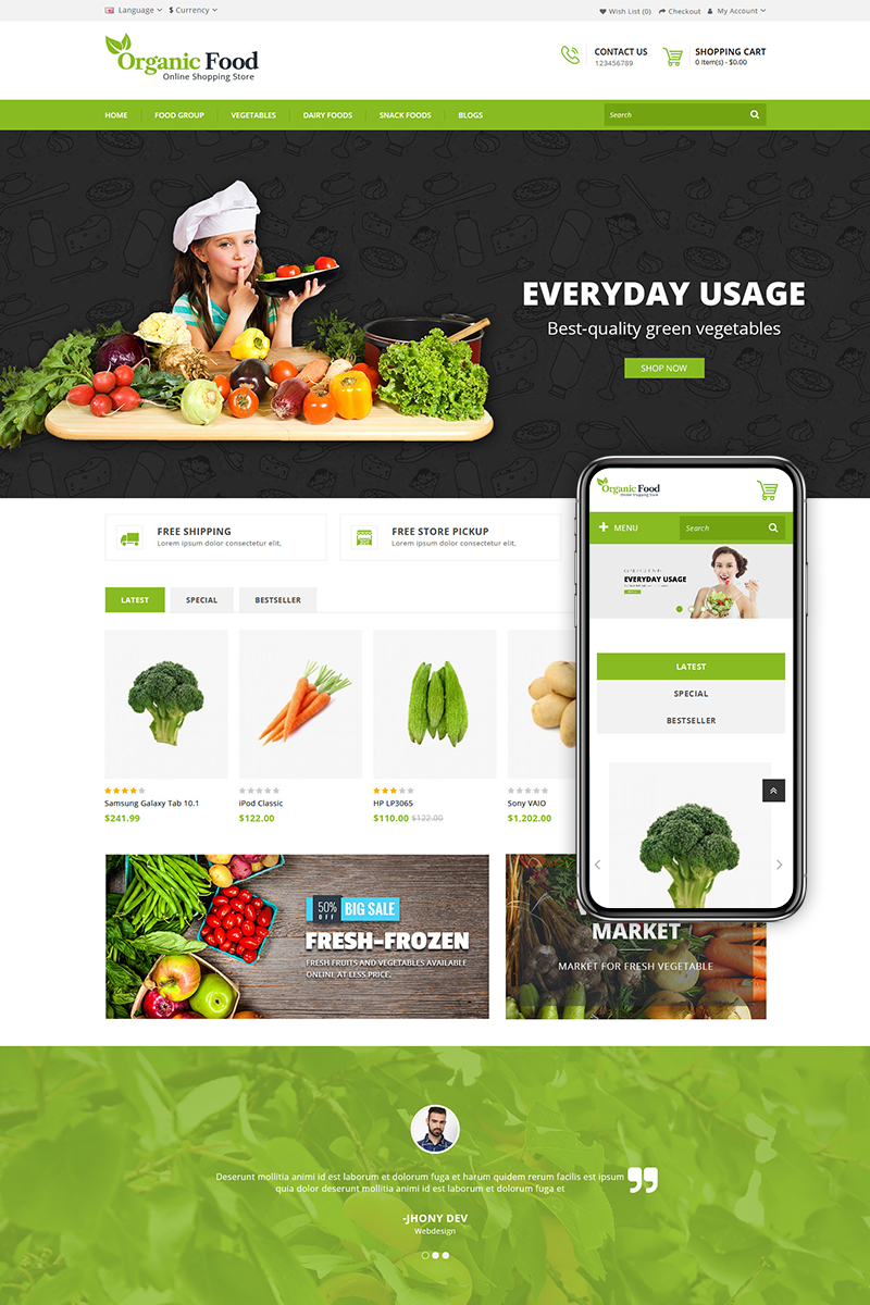 Organic Food Store OpenCart Template