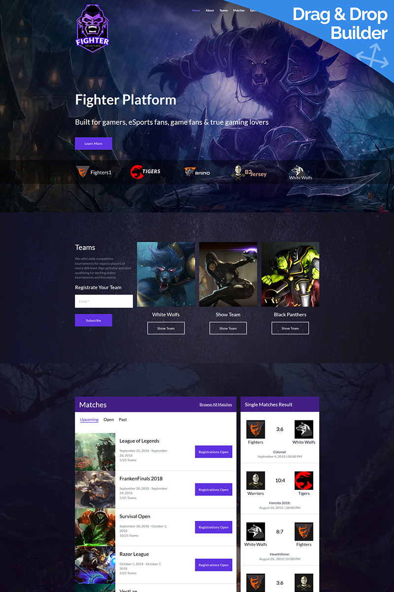 Online Gaming Tournaments Moto CMS 3 Template
