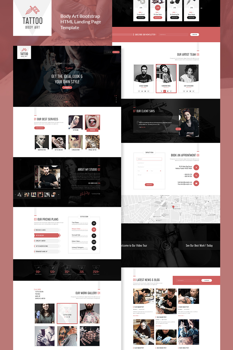 Tattoo Body Art Bootstrap Landing Page Template