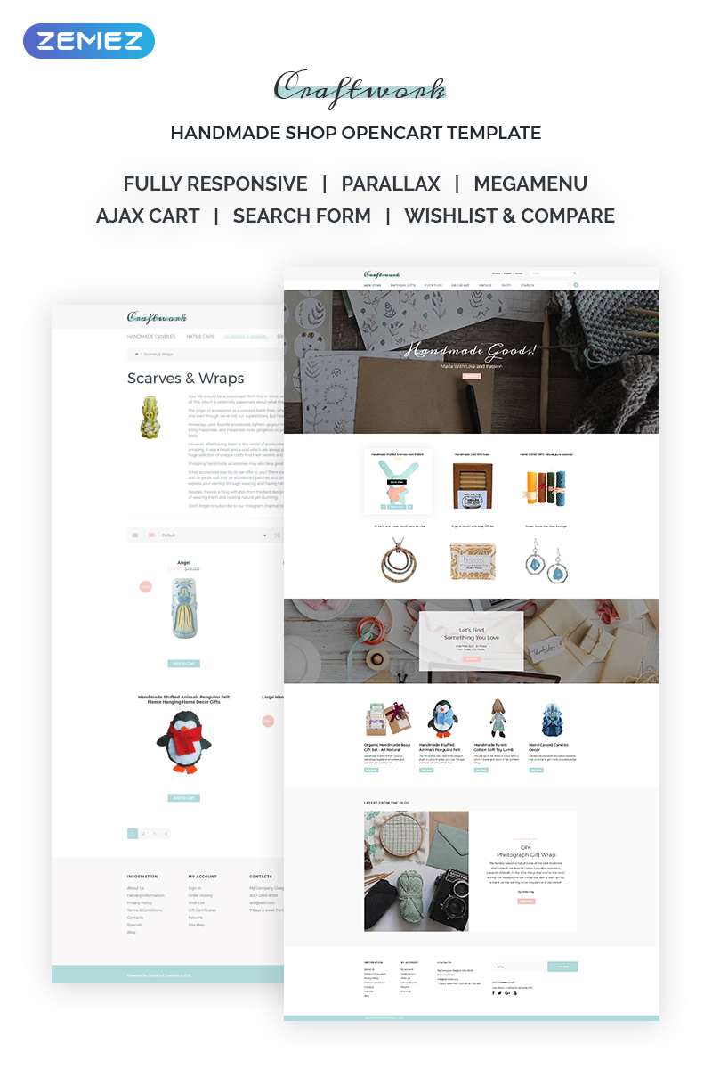 Craftwork - Sophisticated Handmade Jewelry Online Store OpenCart Template