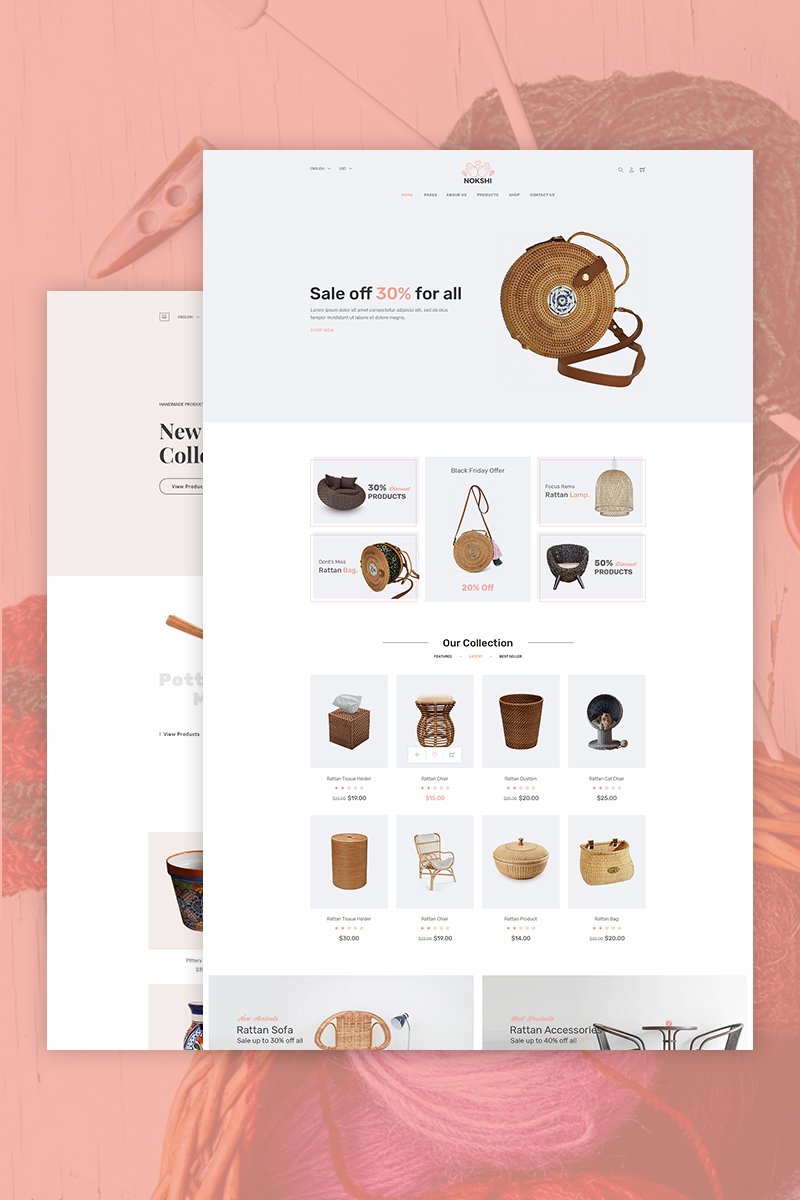 Nokshi - Handmade Crafts eCommerce Website Template