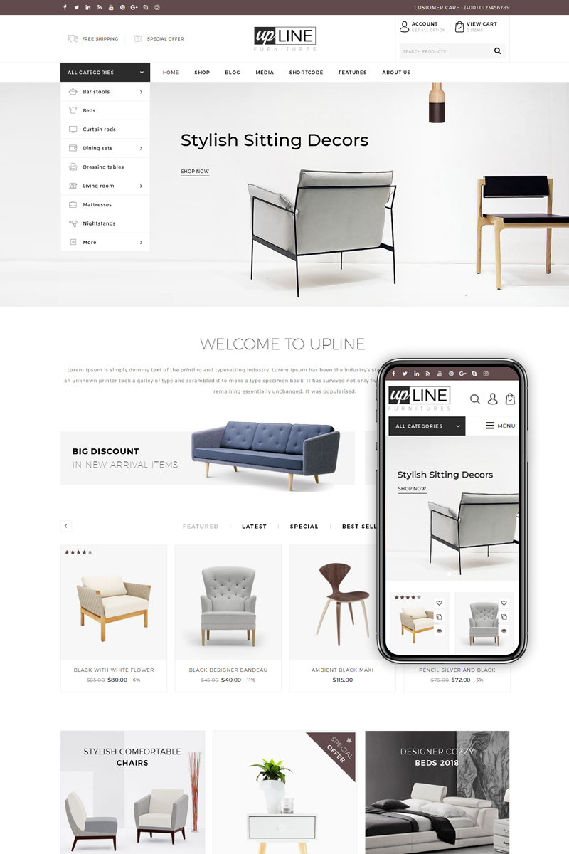 UpLine - Furniture, Home and Interior Shopping Mall Elementor WooCommerce Theme