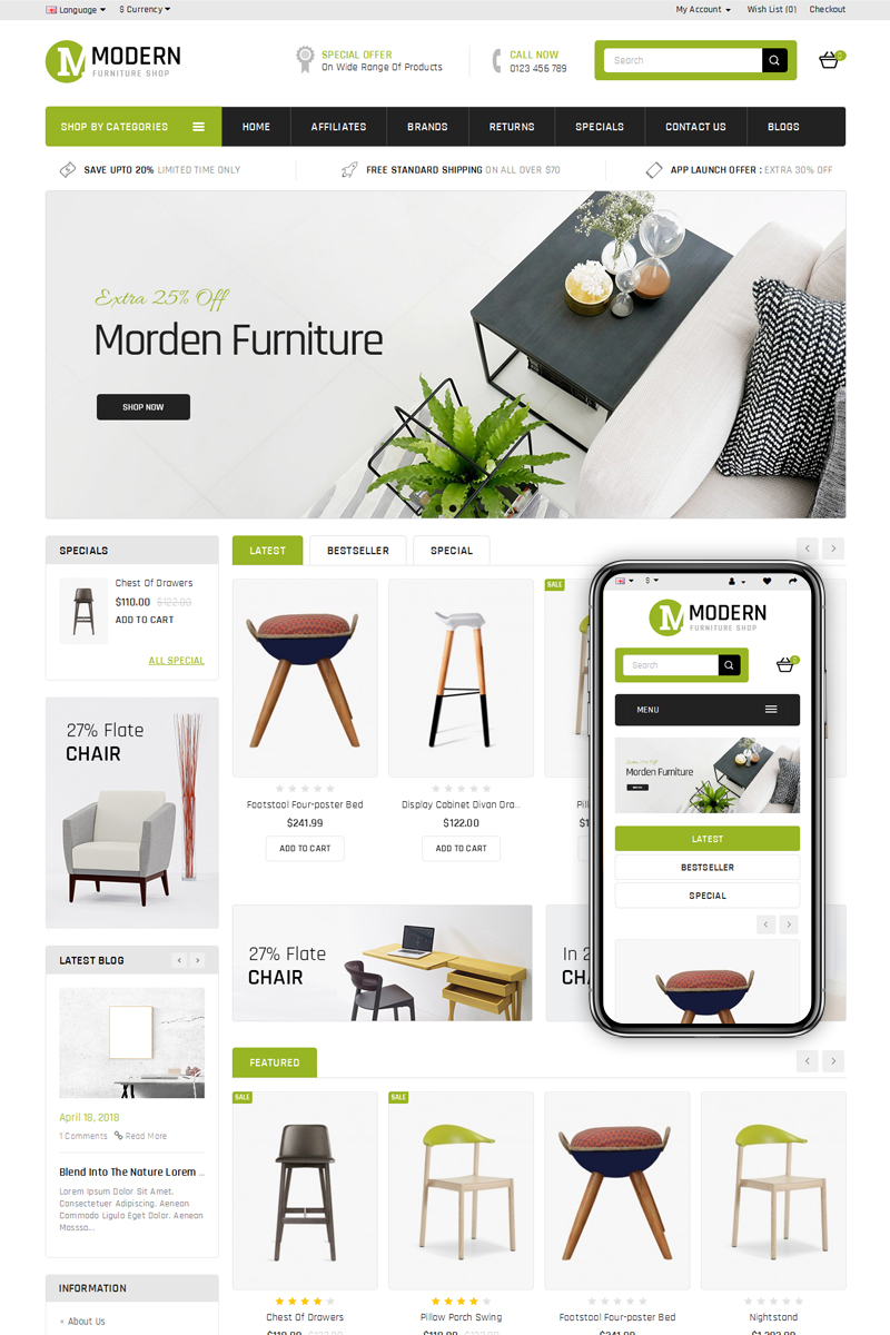 Modern Furniture Store OpenCart Template