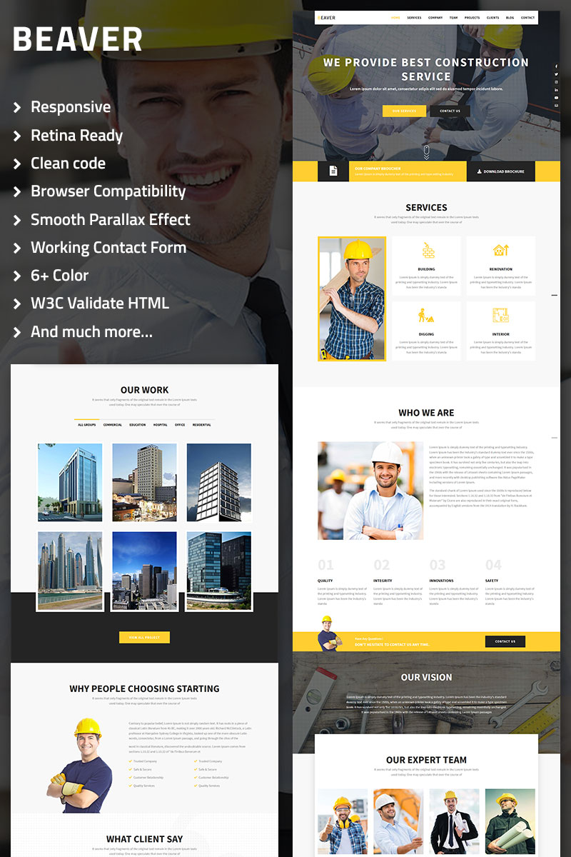 Beaver - Construction, Architecture & Building Multipurpose Landing Page Template