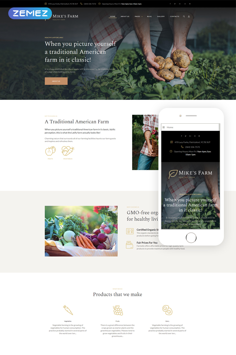 Mike's Farm - Food Responsive Simple Joomla Template