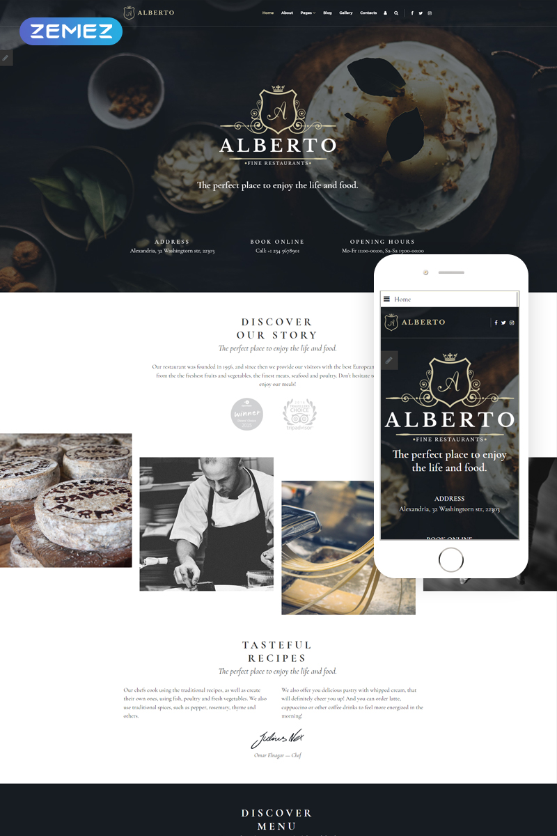 Alberto - Restaurant Responsive Classy Joomla Template