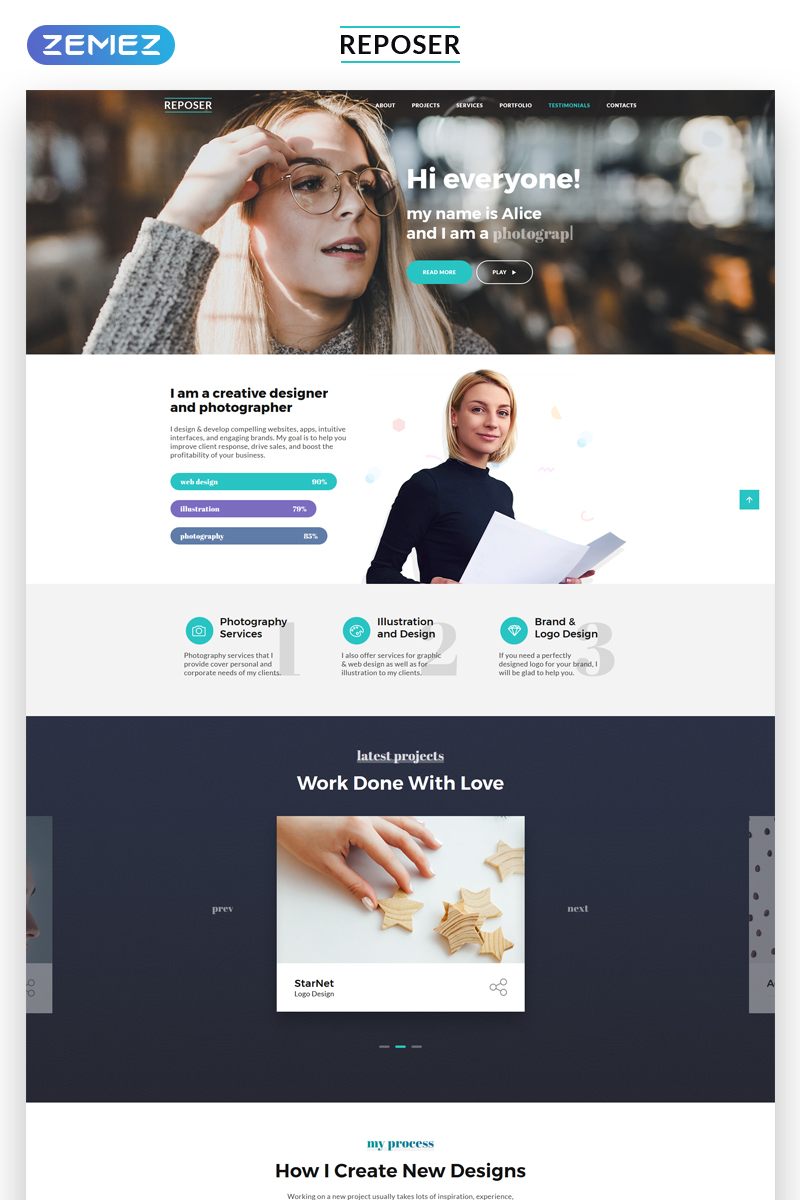 Reposer - Eye-Catching Portfolio HTML Landing Page Template