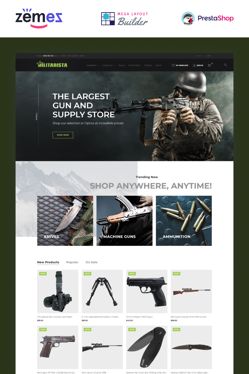 Militarista - Weapons Store PrestaShop Theme