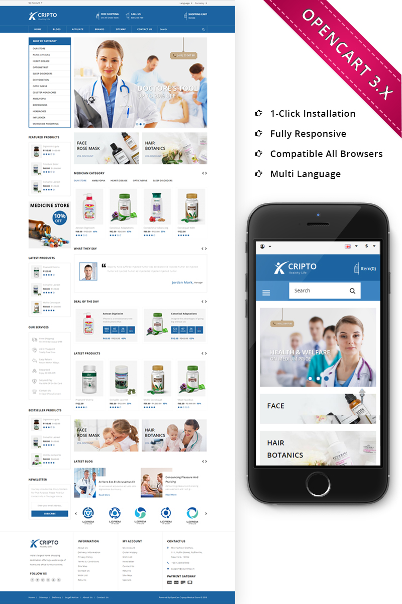 Cripto Medical Store - Responsive OpenCart Template