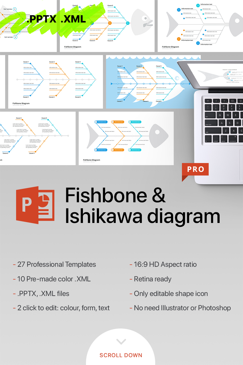Fishbone & Ishikawa Diagram PowerPoint template