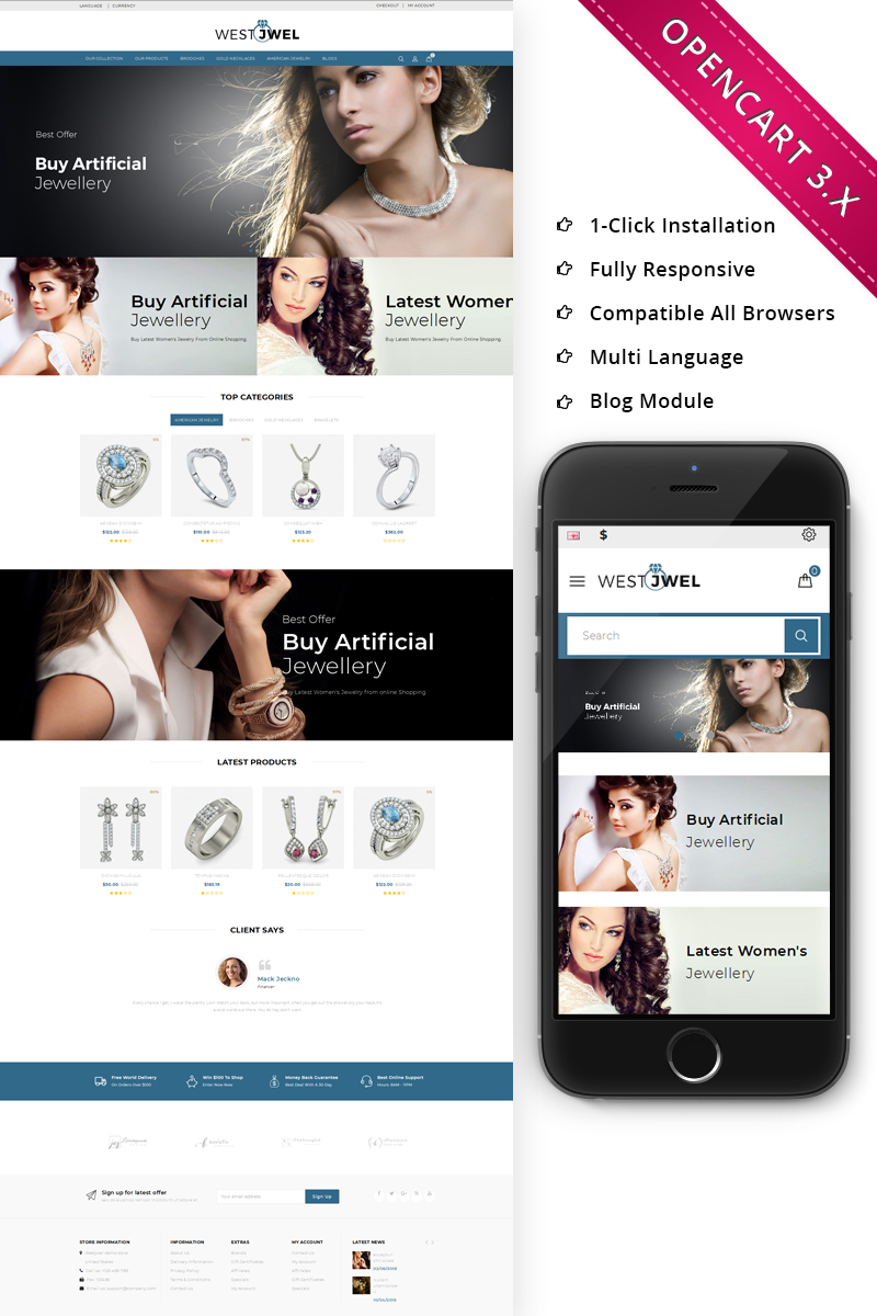 Westjwel Jewellery - Responsive OpenCart Template