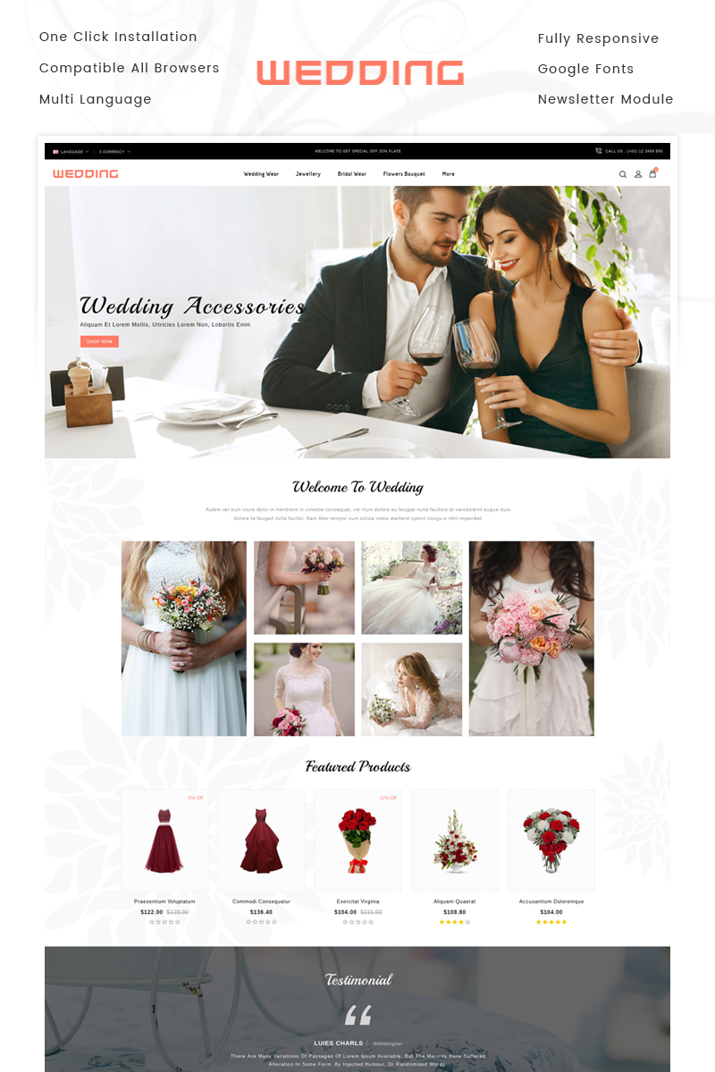 Wedding Collection Store OpenCart Responsive Template