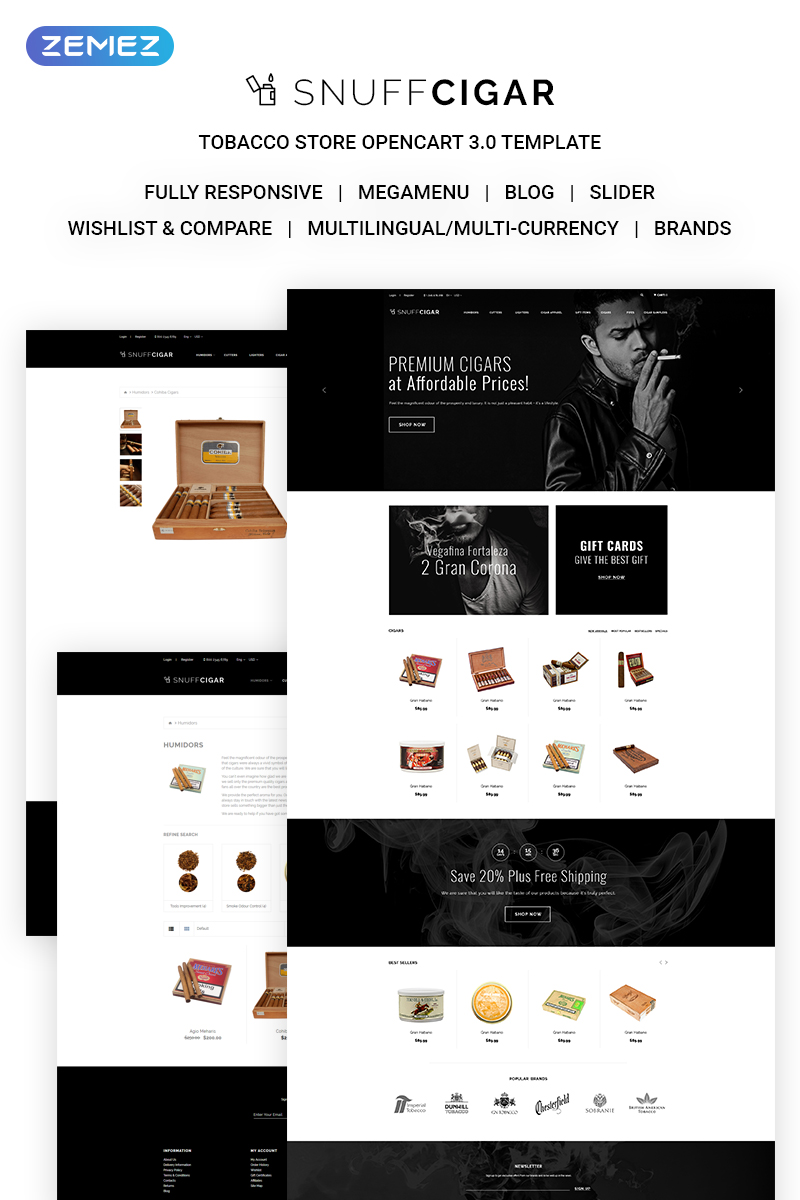 SnuffCigar - Elegant Cigar Online Shop OpenCart Template
