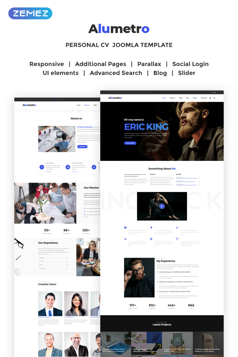 Alumetro - Personal CV Joomla Template