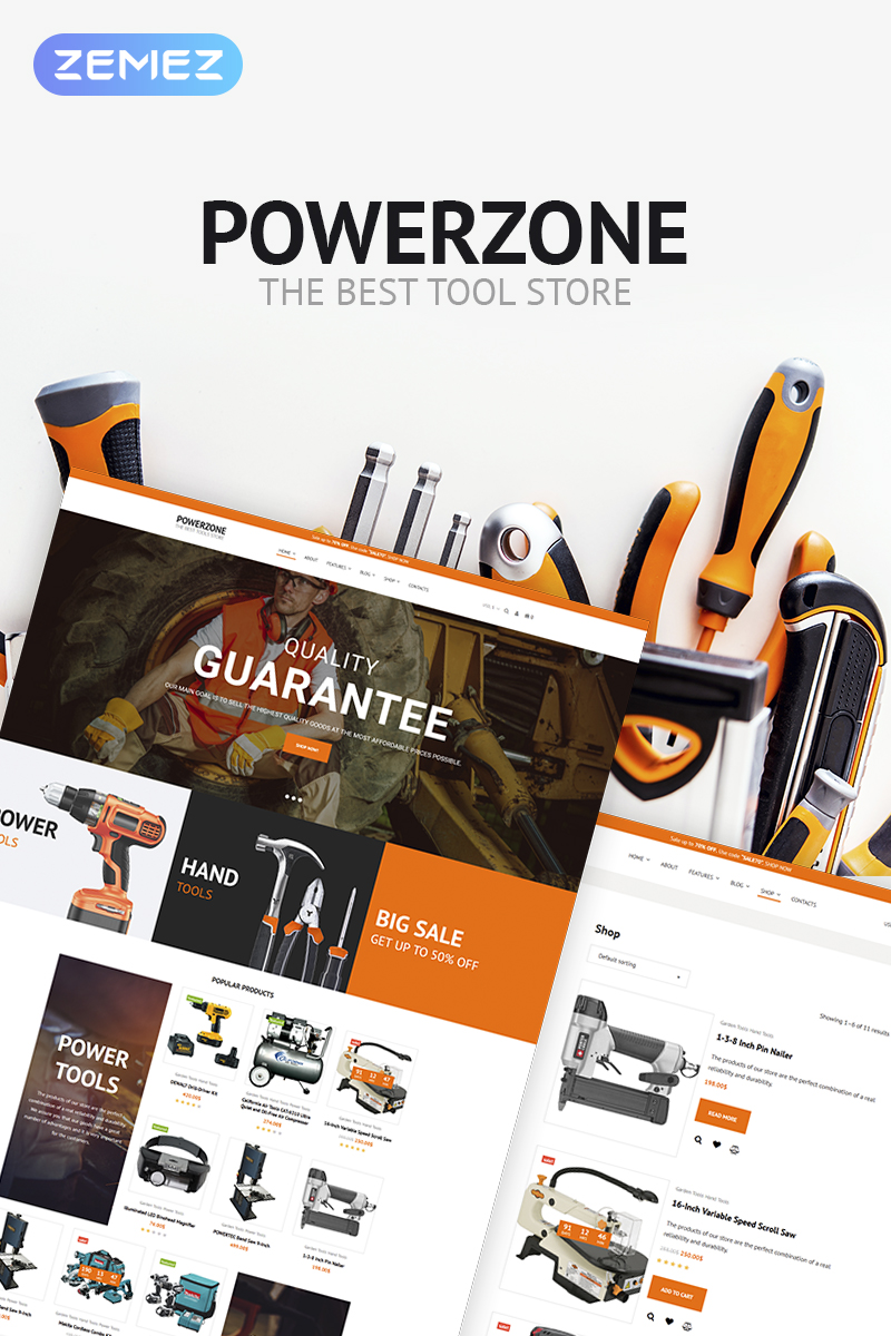 PowerZone - Tools Store Elementor WooCommerce Theme